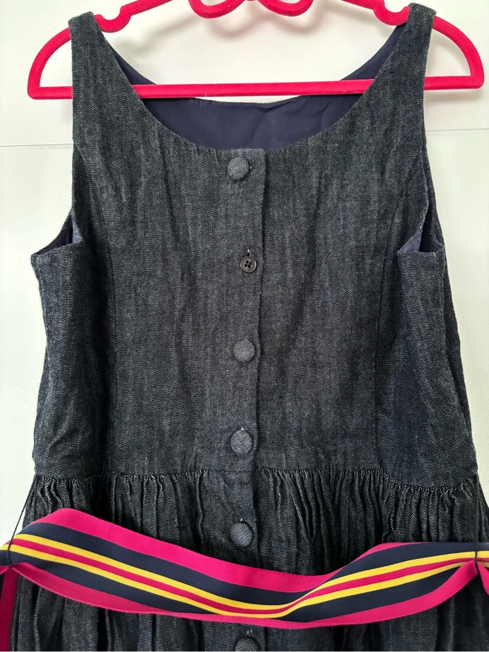 Girls Ralph Lauren kids Sleeveless Button-back dress with colored Stripe Belt